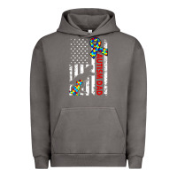 Pigment Tornado mens distressed dinosaur autism dad usa flag Urban Hoodie - artisFamous