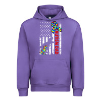 Tulip mens distressed dinosaur autism dad usa flag Urban Hoodie - artisFamous