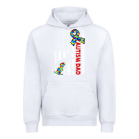 White mens distressed dinosaur autism dad usa flag Urban Hoodie - artisFamous