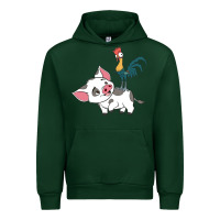 Forest Green hei hei rooster and pig funny cartoon Urban Hoodie - artisFamous