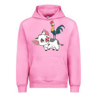 Fuchsia Pink hei hei rooster and pig funny cartoon Urban Hoodie - artisFamous