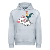Heather Grey hei hei rooster and pig funny cartoon Urban Hoodie - artisFamous