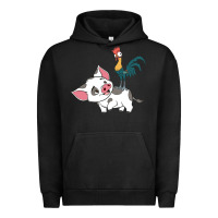 Pigment Black hei hei rooster and pig funny cartoon Urban Hoodie - artisFamous
