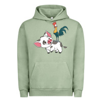 Pigment Oil Green hei hei rooster and pig funny cartoon Urban Hoodie - artisFamous