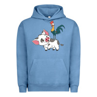 Pigment Pebble Blue hei hei rooster and pig funny cartoon Urban Hoodie - artisFamous