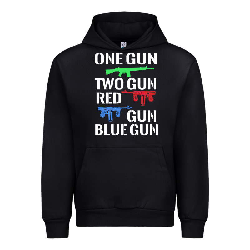 One Gun Two Gun Red Gun Blue Gun Urban Hoodie by artisFamous | Teevron