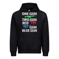 Black one gun two gun red gun blue gun Urban Hoodie - artisFamous