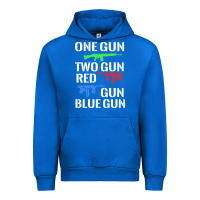 Cobalt one gun two gun red gun blue gun Urban Hoodie - artisFamous
