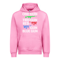 Fuchsia Pink one gun two gun red gun blue gun Urban Hoodie - artisFamous