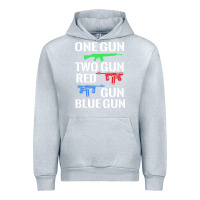 Heather Grey one gun two gun red gun blue gun Urban Hoodie - artisFamous
