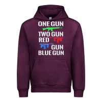 Mauve Wine one gun two gun red gun blue gun Urban Hoodie - artisFamous