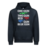 Navy one gun two gun red gun blue gun Urban Hoodie - artisFamous