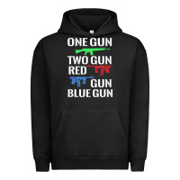 Pigment Black one gun two gun red gun blue gun Urban Hoodie - artisFamous