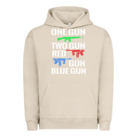 Pigment French Oak one gun two gun red gun blue gun Urban Hoodie - artisFamous