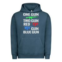 Pigment Midnight Navy one gun two gun red gun blue gun Urban Hoodie - artisFamous