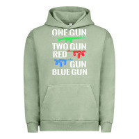 Pigment Oil Green one gun two gun red gun blue gun Urban Hoodie - artisFamous