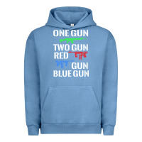Pigment Pebble Blue one gun two gun red gun blue gun Urban Hoodie - artisFamous