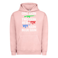 Pigment Salmon one gun two gun red gun blue gun Urban Hoodie - artisFamous