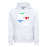White one gun two gun red gun blue gun Urban Hoodie - artisFamous