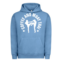 Pigment Pebble Blue caffè e muay thai divertente Urban Hoodie - artisFamous