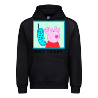 Black peppa pig not today Urban Hoodie - artisFamous