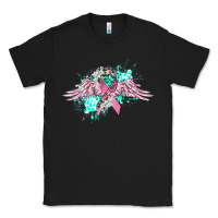 Black cancer ribbon with angel wings Classic Tee - CowGirlArtShop
