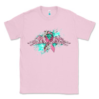 Bubblegum Pink cancer ribbon with angel wings Classic Tee - CowGirlArtShop