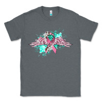 Charcoal Heather cancer ribbon with angel wings Classic Tee - CowGirlArtShop