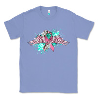 Colony Blue cancer ribbon with angel wings Classic Tee - CowGirlArtShop