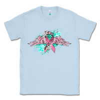 Dusty Blue cancer ribbon with angel wings Classic Tee - CowGirlArtShop