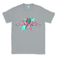 Heather Grey cancer ribbon with angel wings Classic Tee - CowGirlArtShop