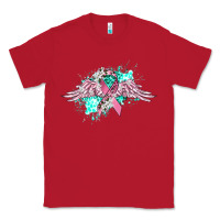 Red cancer ribbon with angel wings Classic Tee - CowGirlArtShop