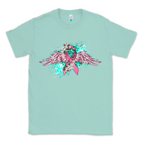 Seafoam cancer ribbon with angel wings Classic Tee - CowGirlArtShop
