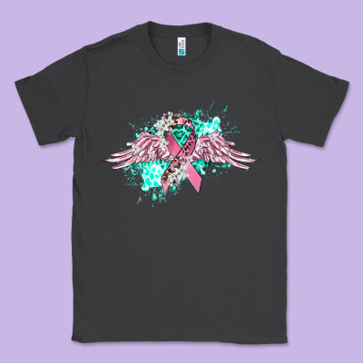 Cancer Ribbon With Angel Wings Classic Tee Designed By Cowgirlartshop