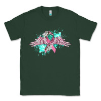 Sports Green cancer ribbon with angel wings Classic Tee - CowGirlArtShop