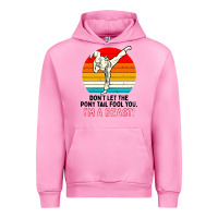 Fuchsia Pink karate girl kick Urban Hoodie - artisFamous