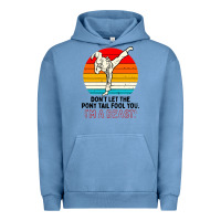 Pigment Pebble Blue karate girl kick Urban Hoodie - artisFamous