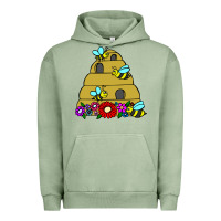 Pigment Oil Green bee hive Urban Hoodie - artisFamous