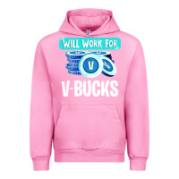 Fuchsia Pink will work for v bucks youth gamer Urban Hoodie - artisFamous