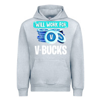 Heather Grey will work for v bucks youth gamer Urban Hoodie - artisFamous