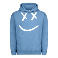 Pigment Pebble Blue x eyed smiley face x eyes smiling Urban Hoodie - artisFamous