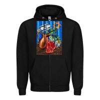 Black hanukkah table with oil pitcher Zipper Hoodie - AdoDesignShop