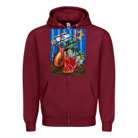 Burgundy hanukkah table with oil pitcher Zipper Hoodie - AdoDesignShop