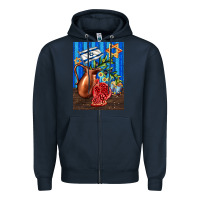 Navy hanukkah table with oil pitcher Zipper Hoodie - AdoDesignShop