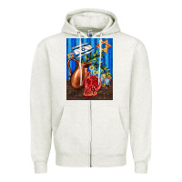 Oatmeal Heather hanukkah table with oil pitcher Zipper Hoodie - AdoDesignShop
