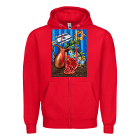 Red hanukkah table with oil pitcher Zipper Hoodie - AdoDesignShop