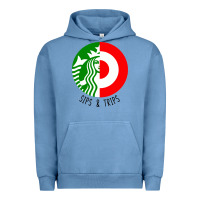 Pigment Pebble Blue sips and  trips Urban Hoodie - artisFamous
