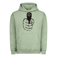 Pigment Oil Green hands up pistol Urban Hoodie - artisFamous