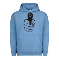 Pigment Pebble Blue hands up pistol Urban Hoodie - artisFamous