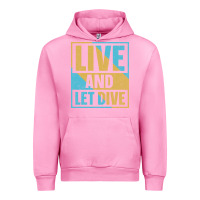 Fuchsia Pink Live And Let Dive Retro Style Urban Hoodie - artisFamous